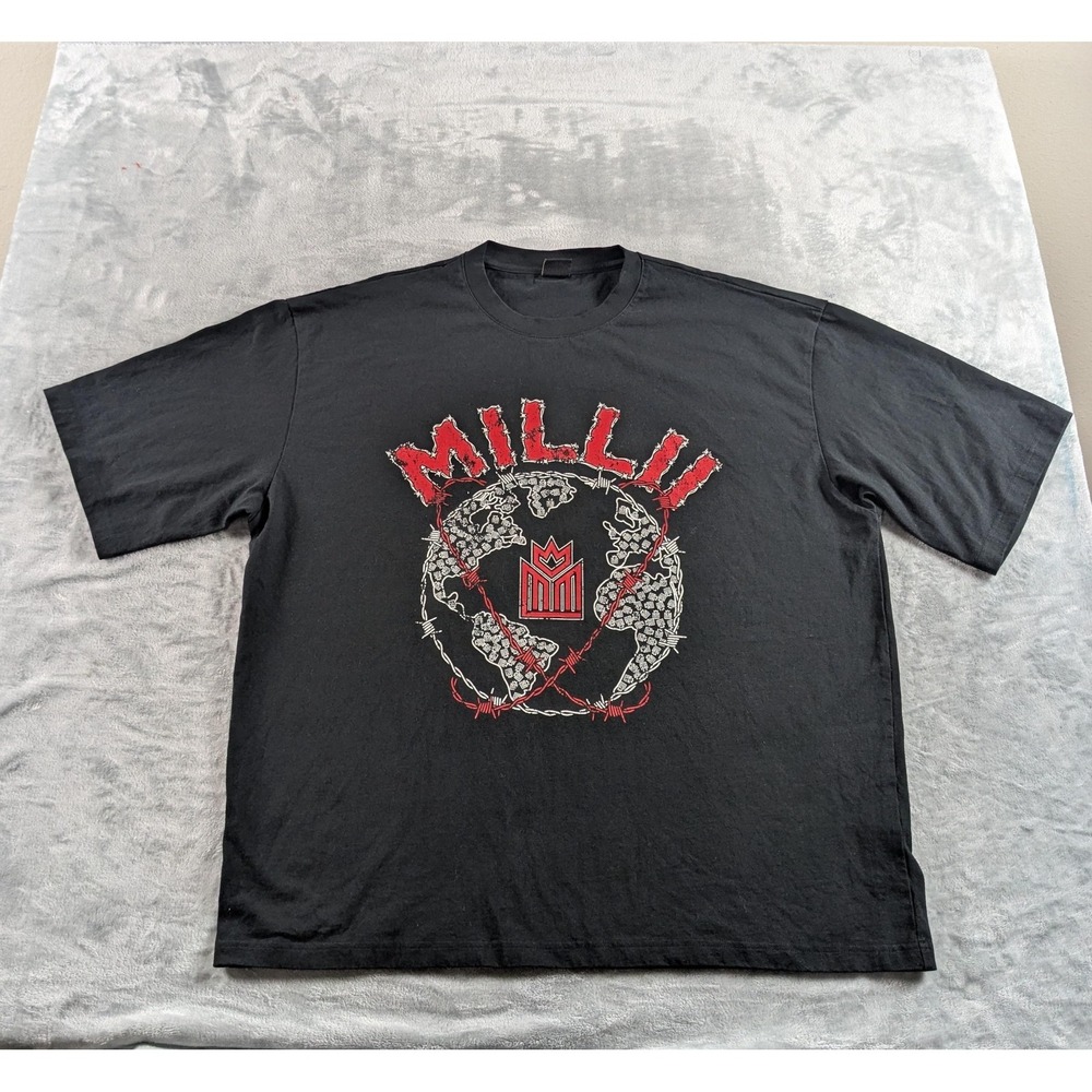 Millii Merch Shirt Mens 2XL Black Graphic Tee Short Sleeve Relaxed Streetwear